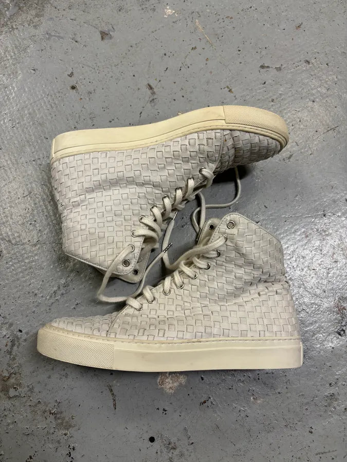 The Last Conspiracy Cream Leather Woven High-Top Sneakers ysuEqWS 6