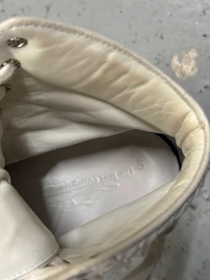 The Last Conspiracy Cream Leather Woven High-Top Sneakers ysuEqWS 11