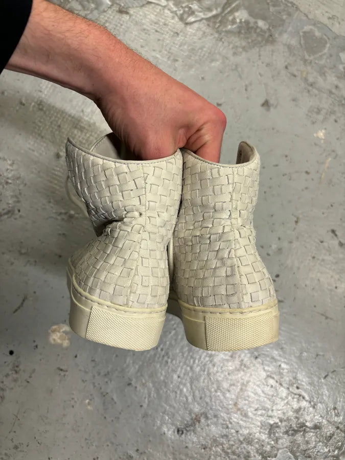The Last Conspiracy Cream Leather Woven High-Top Sneakers ysuEqWS 10