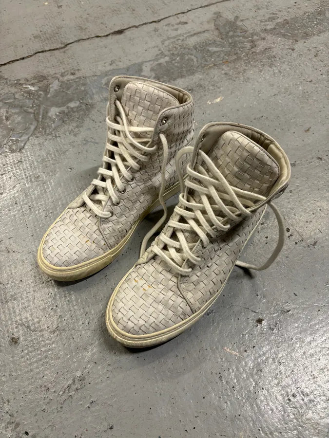 The Last Conspiracy Cream Leather Woven High-Top Sneakers ysuEqWS 2