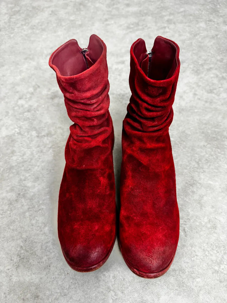 The Last Conspiracy Red Eroded Folded Suede Boots zRmZxlp 3