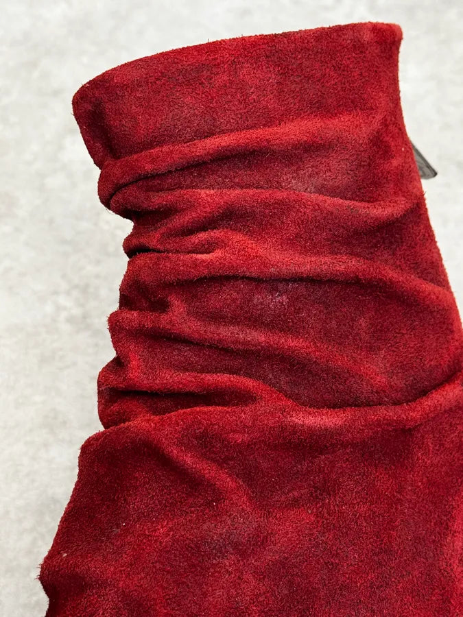 The Last Conspiracy Red Eroded Folded Suede Boots zRmZxlp 4