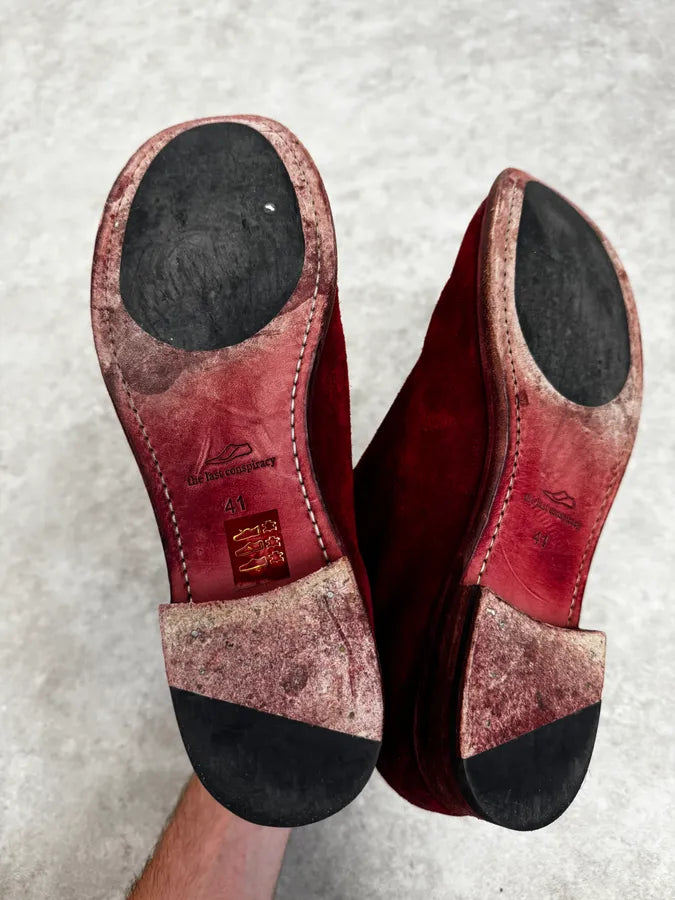 The Last Conspiracy Red Eroded Folded Suede Boots zRmZxlp 6