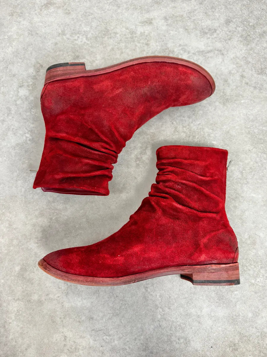 The Last Conspiracy Red Eroded Folded Suede Boots zRmZxlp 1