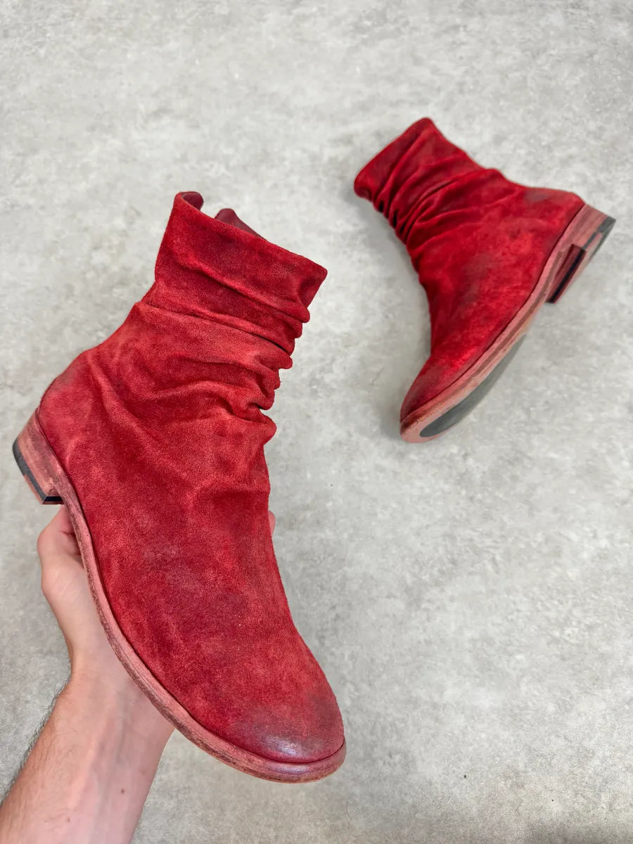 The Last Conspiracy Red Eroded Folded Suede Boots zRmZxlp 0