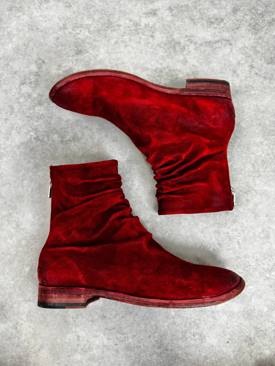 The Last Conspiracy Red Eroded Folded Suede Boots zRmZxlp 2