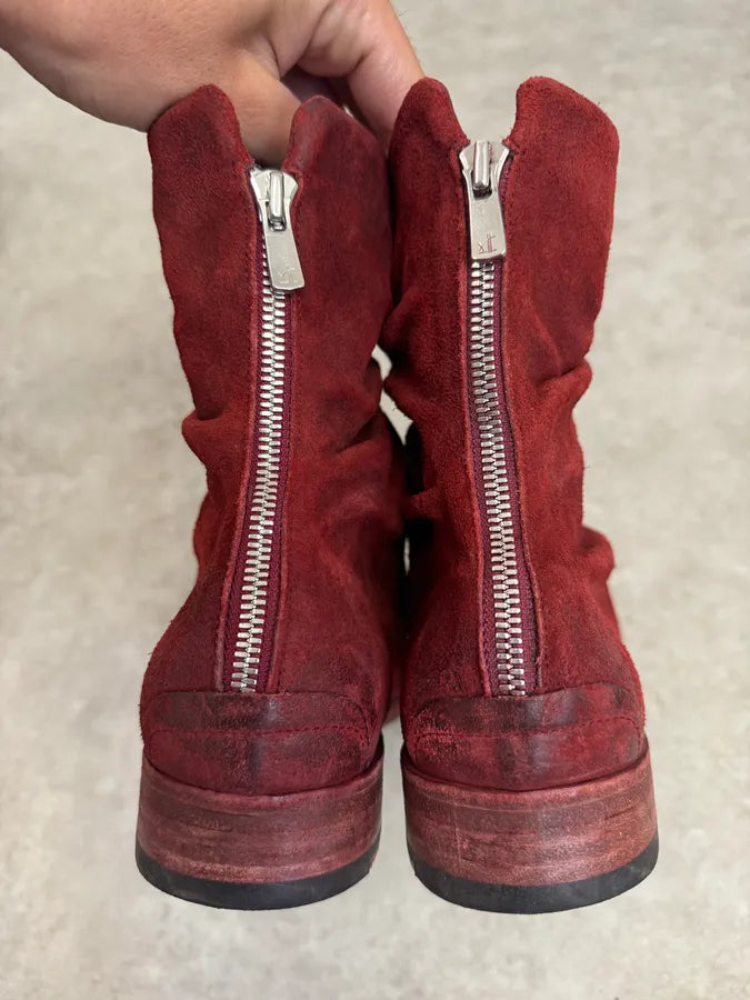The Last Conspiracy Red Eroded Folded Suede Boots zRmZxlp 5