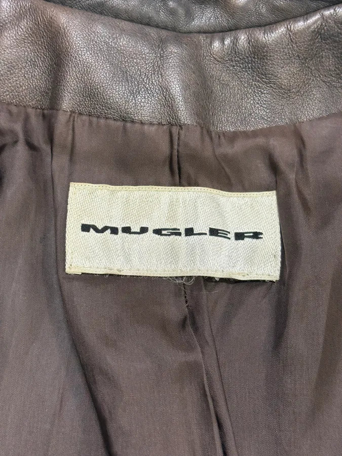 Mugler Brown Eroded Leather Jacket zmYhjjq 7