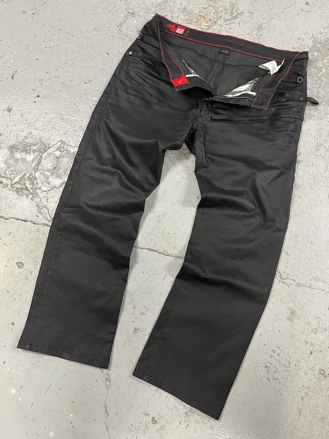 2000s Marithé + François Girbaud Black Waxed Dark Pants RKQSwmM 5