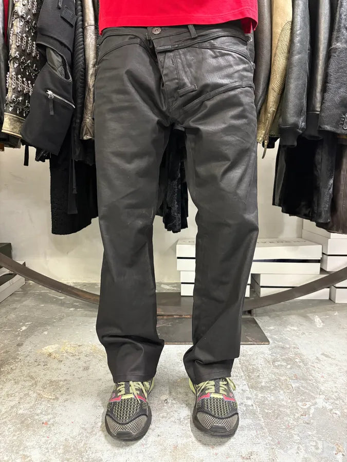 2000s Marithé + François Girbaud Black Waxed Dark Pants RKQSwmM 0