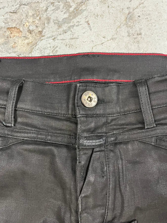 2000s Marithé + François Girbaud Black Waxed Dark Pants RKQSwmM 8