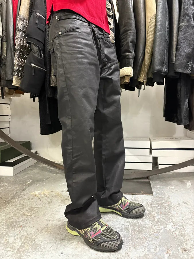 2000s Marithé + François Girbaud Black Waxed Dark Pants RKQSwmM 1