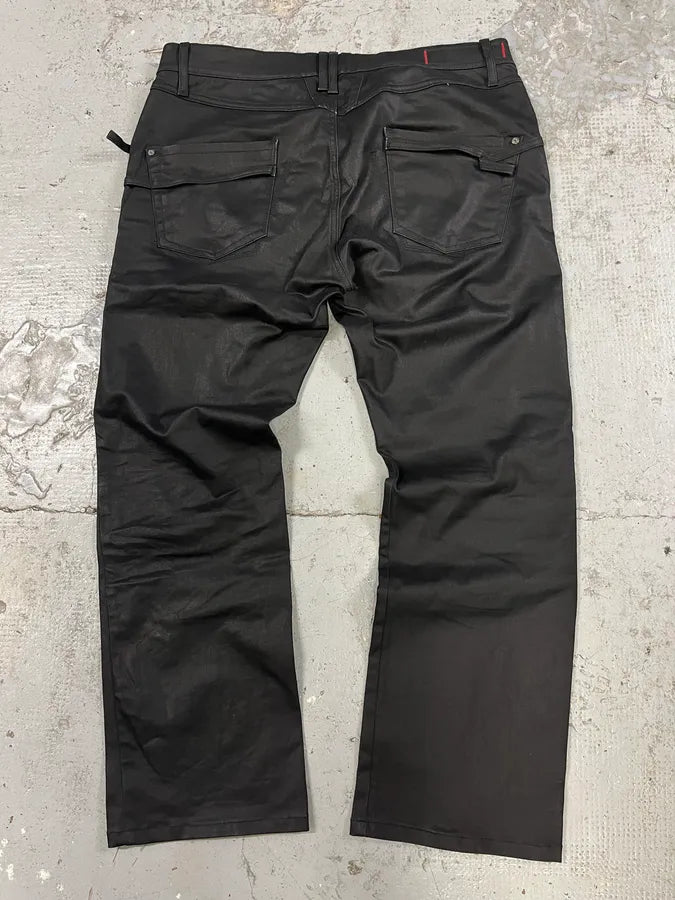 2000s Marithé + François Girbaud Black Waxed Dark Pants RKQSwmM 6
