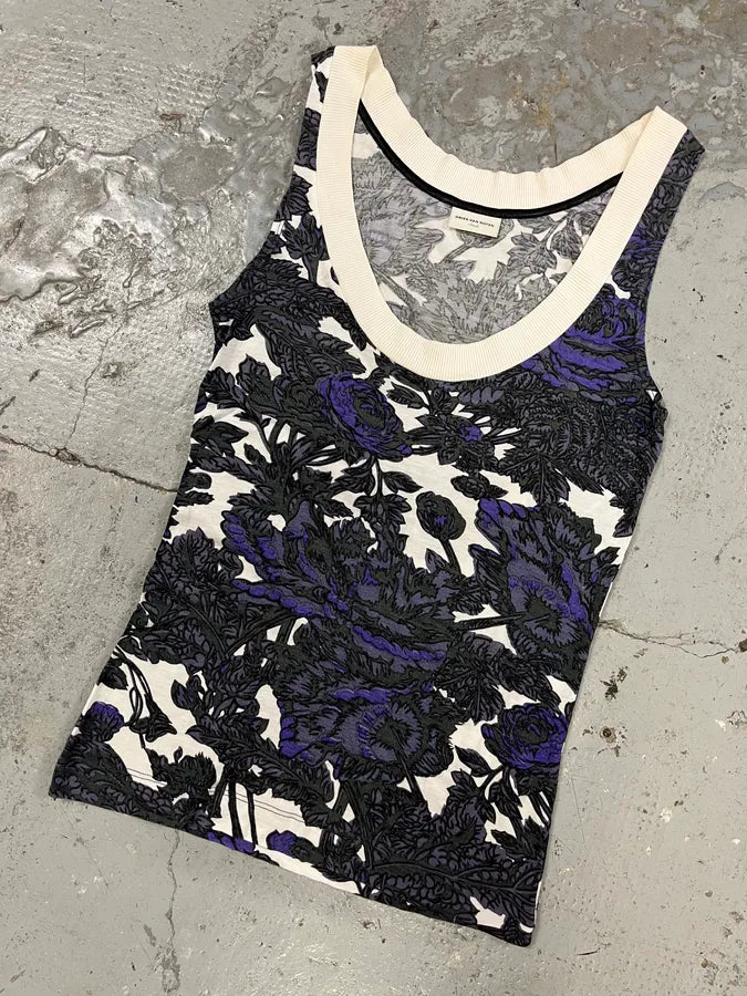 Dries Van Noten Purple Floral Obscure Tank Top (S) PfgfIoQ 1