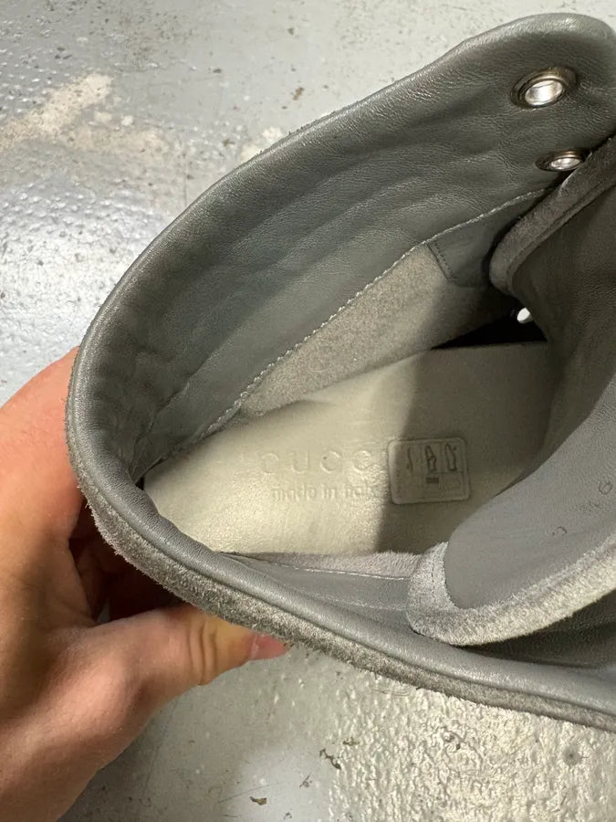 2010s Gucci Eyed Grey Suede Leather High Sneakers ZSRXEar 9