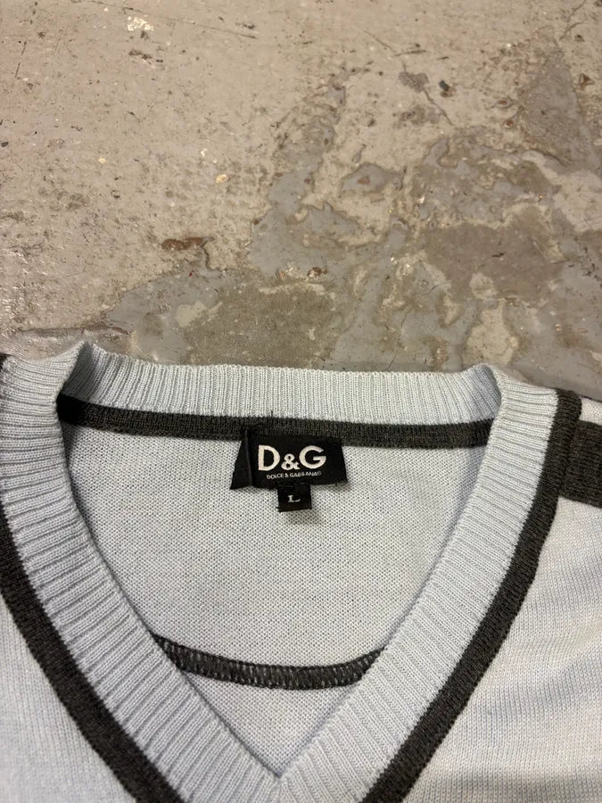 2000s Dolce & Gabbana V Neck Two Tone Sweater IUUlvKe 8