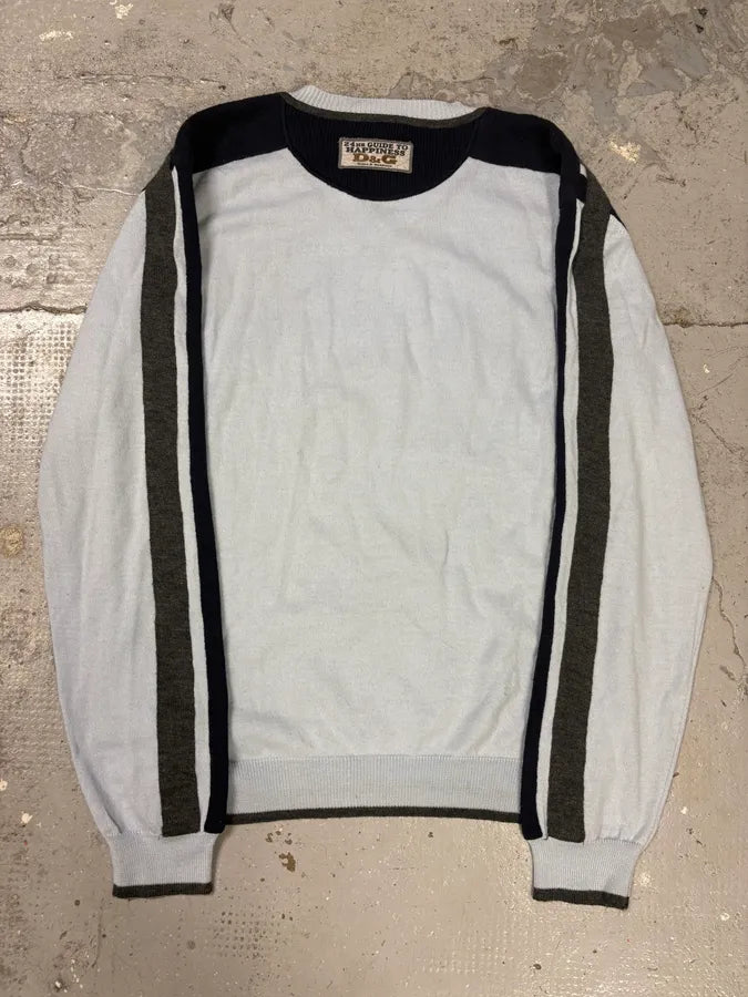 2000s Dolce & Gabbana V Neck Two Tone Sweater IUUlvKe 5