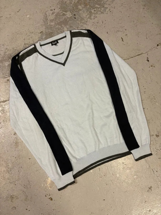 2000s Dolce & Gabbana V Neck Two Tone Sweater IUUlvKe 3