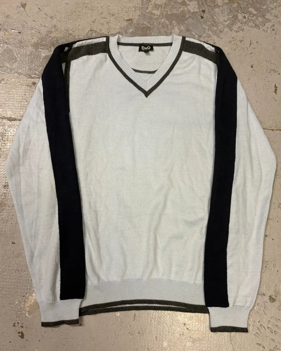 2000s Dolce & Gabbana V Neck Two Tone Sweater IUUlvKe 0