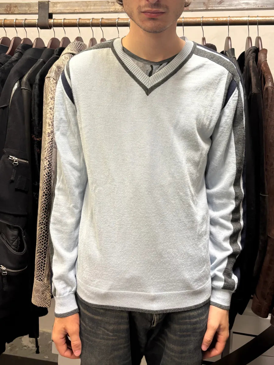 2000s Dolce & Gabbana V Neck Two Tone Sweater IUUlvKe 1