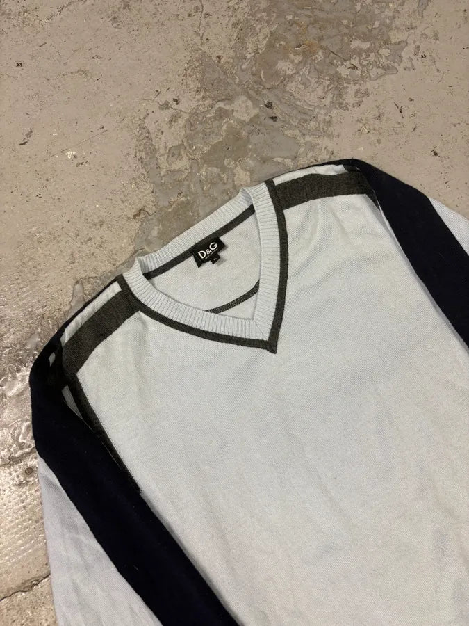2000s Dolce & Gabbana V Neck Two Tone Sweater IUUlvKe 4