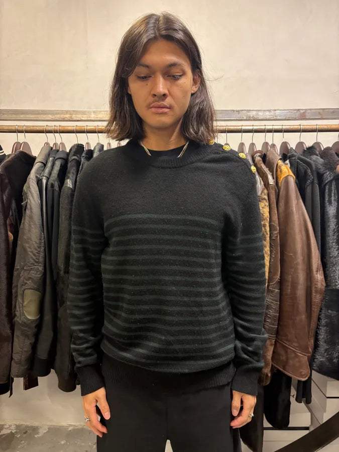 Balmain Buttoned Black Striped Sweater ivIAAfq 1