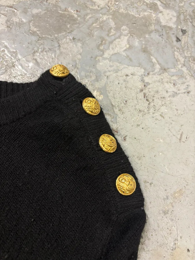 Balmain Buttoned Black Striped Sweater ivIAAfq 6