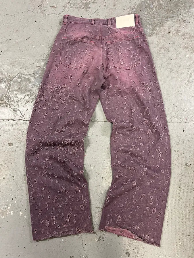 SS2023 Maison Margiela Pink Distressed Holes Jeans EAAehCU 6