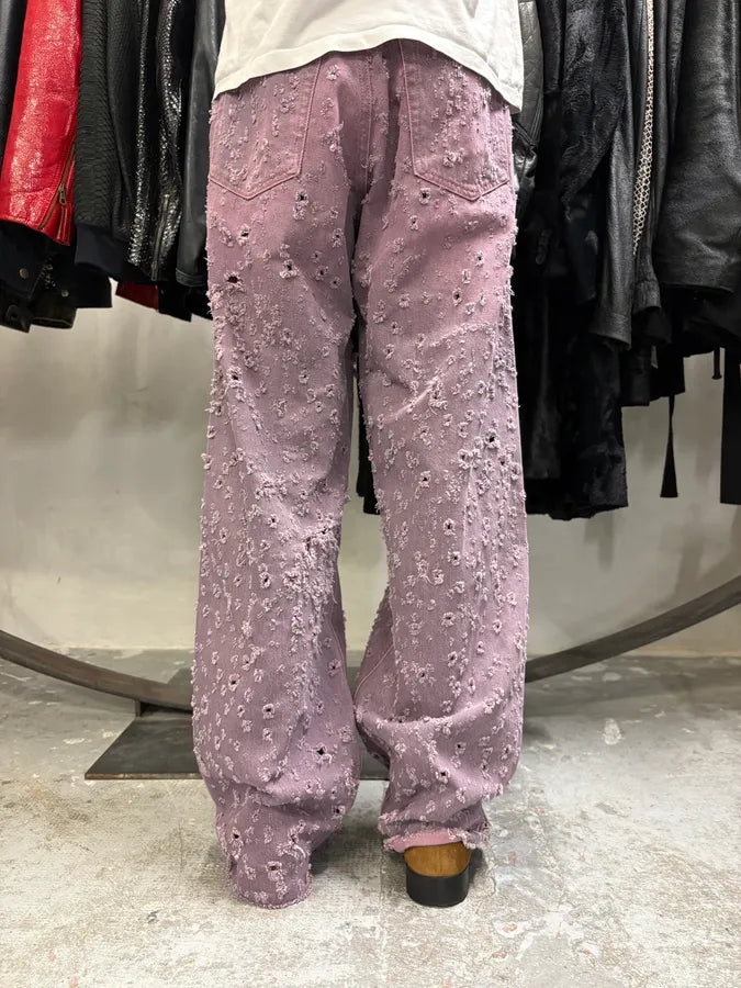 SS2023 Maison Margiela Pink Distressed Holes Jeans EAAehCU 3