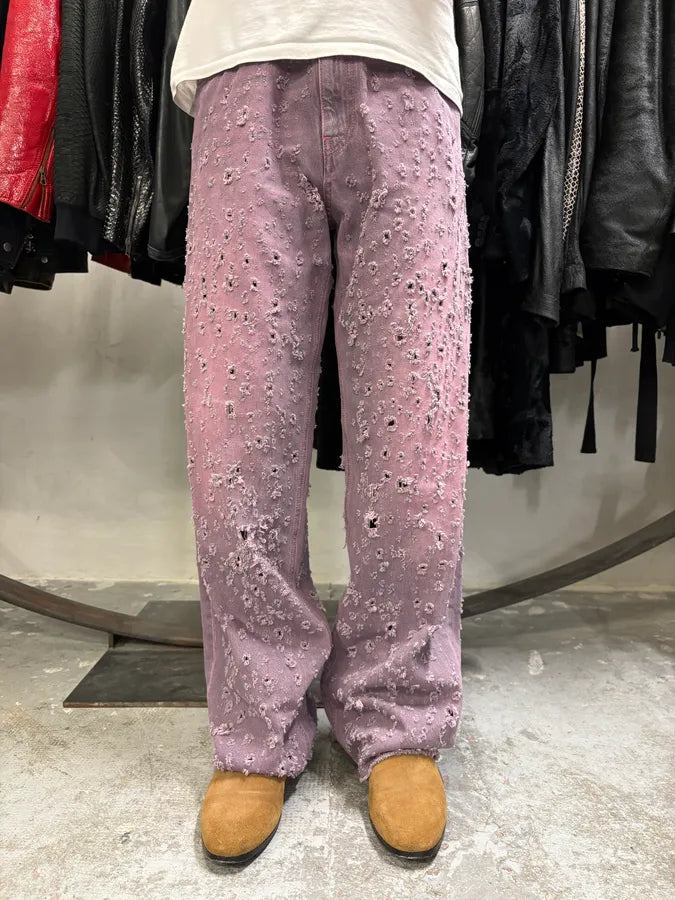 SS2023 Maison Margiela Pink Distressed Holes Jeans EAAehCU 1