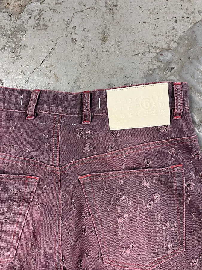SS2023 Maison Margiela Pink Distressed Holes Jeans EAAehCU 7