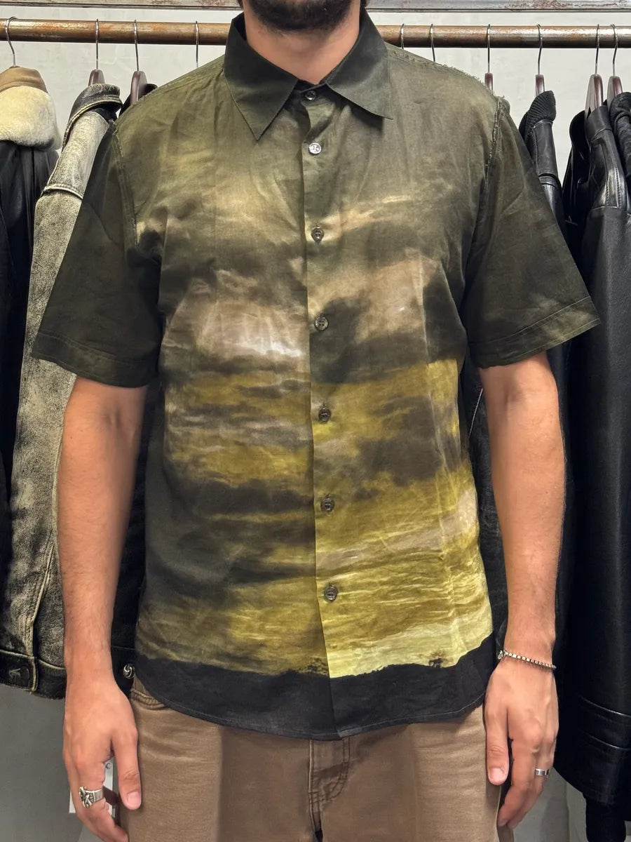 2000S Cavalli Apocalyptic Sunset Brown Faded Shirt WQhTHSf 1