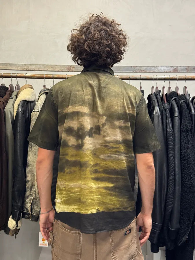 2000S Cavalli Apocalyptic Sunset Brown Faded Shirt WQhTHSf 2
