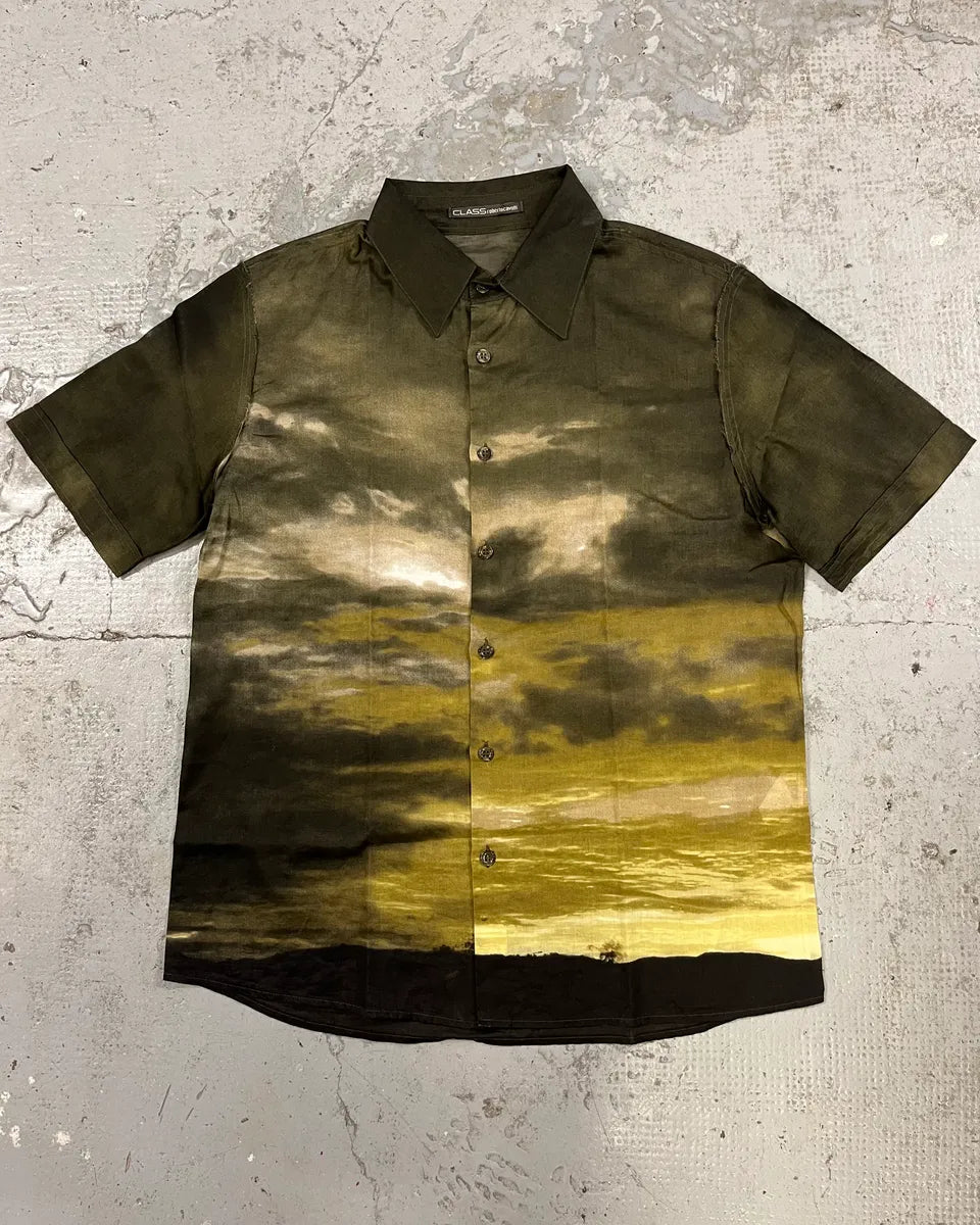2000S Cavalli Apocalyptic Sunset Brown Faded Shirt WQhTHSf 0