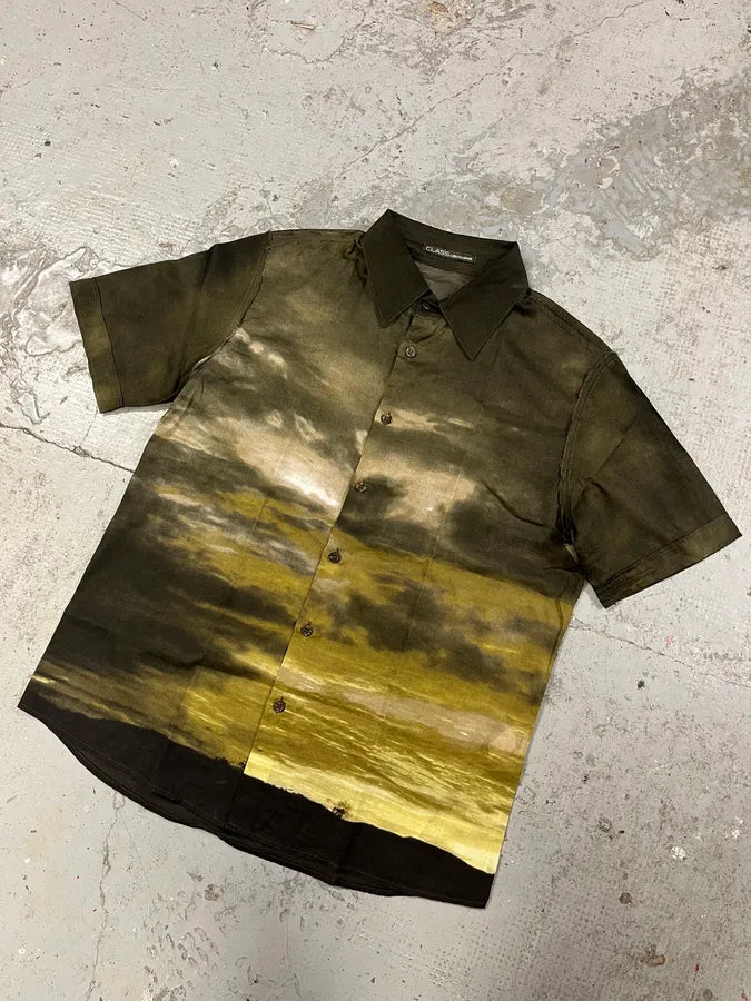 2000S Cavalli Apocalyptic Sunset Brown Faded Shirt WQhTHSf 3