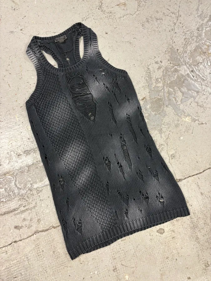 Diesel Destroyed Black Wool Tank Top pUNJxsP 1