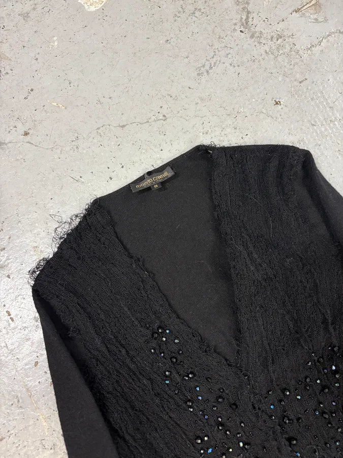 2000s Roberto Cavalli Strass Mohair Black Cardigan iwOWmmP 2