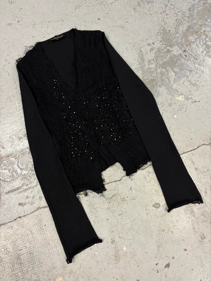 2000s Roberto Cavalli Strass Mohair Black Cardigan iwOWmmP 1