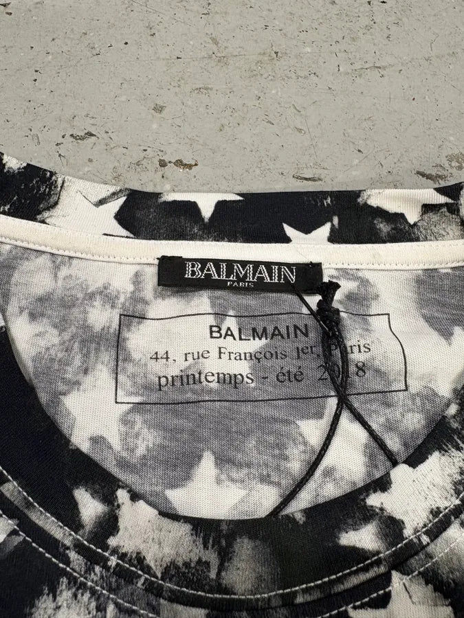 SS2018 Balmain Black & White Contemporary Flag Tee-Shirt IlgZpLE 7
