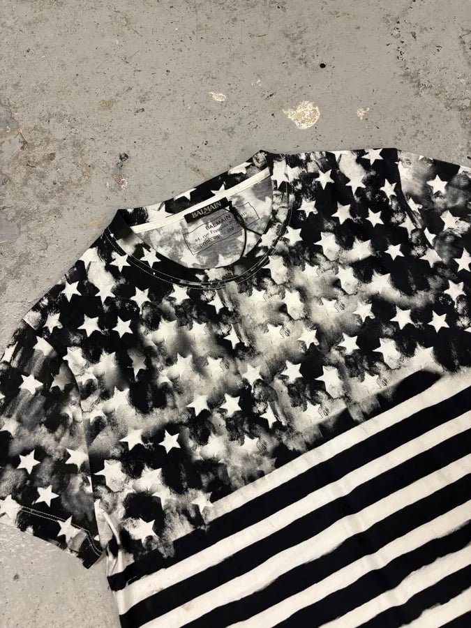SS2018 Balmain Black & White Contemporary Flag Tee-Shirt IlgZpLE 4