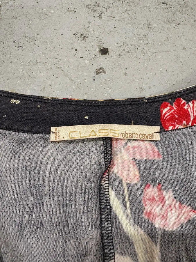 SS2002 Cavalli Black Flowers Colorful Dress VsPjwsT 5