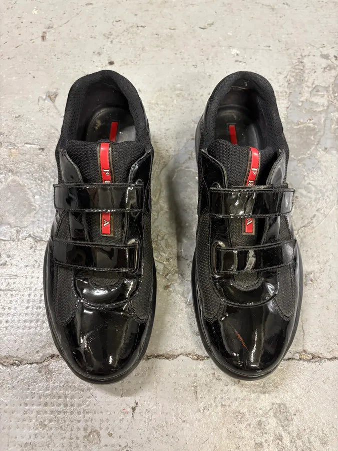 Prada America’s Cup Black Scratch Satin Leather Sneakers fjwSXLP 1