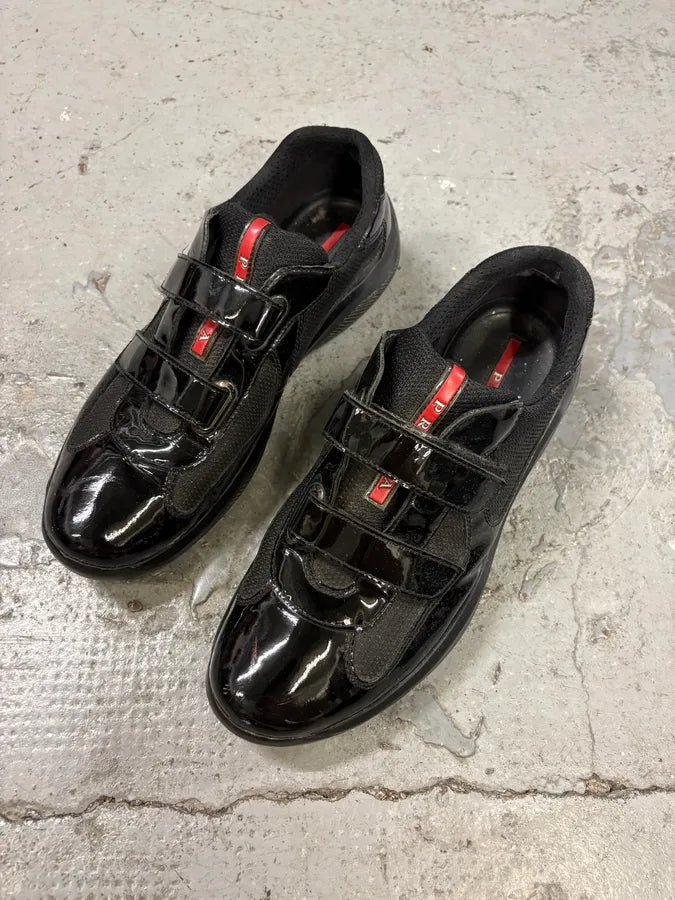Prada America’s Cup Black Scratch Satin Leather Sneakers fjwSXLP 2