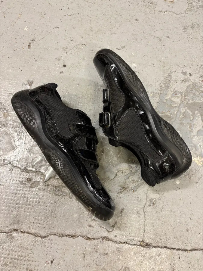 Prada America’s Cup Black Scratch Satin Leather Sneakers fjwSXLP 6