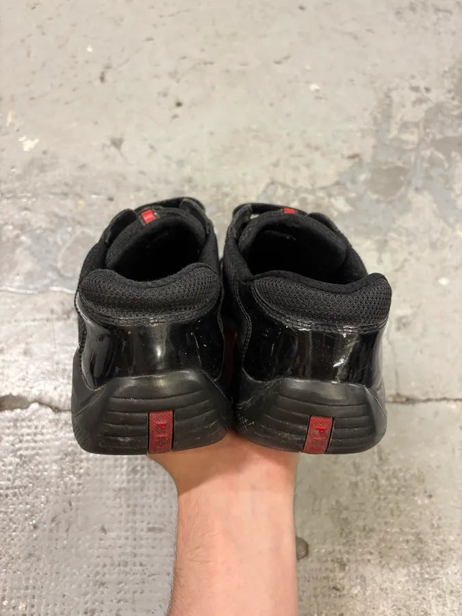 Prada America’s Cup Black Scratch Satin Leather Sneakers fjwSXLP 5