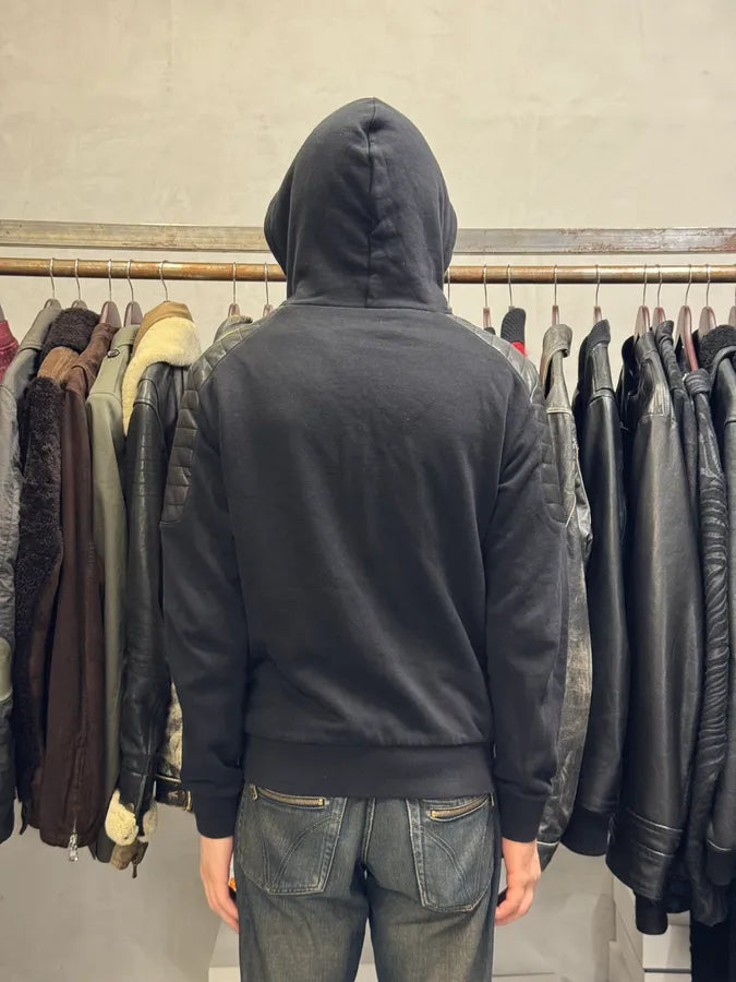 Balmain H&M Black Padded Biker Leather Hybrid Zip-up Sweater cLKrhAL 2