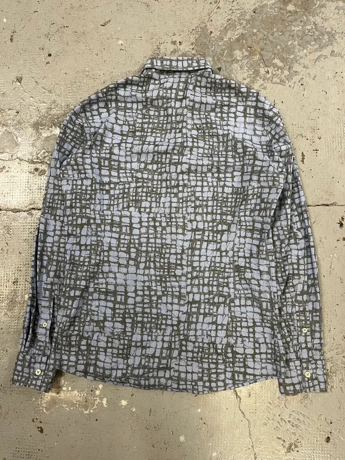 SS2015 Cavalli Corcodile Effect Olive White Shirt (S/M) sCbPzmY 6