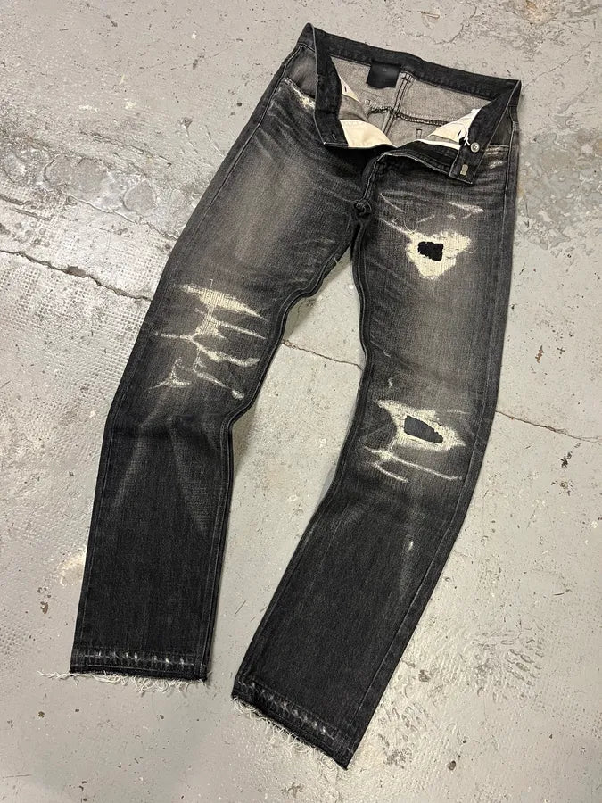 AW2023 Givenchy Distressed Grey Japanese Denim Jeans (S/M) DodiLVN 5
