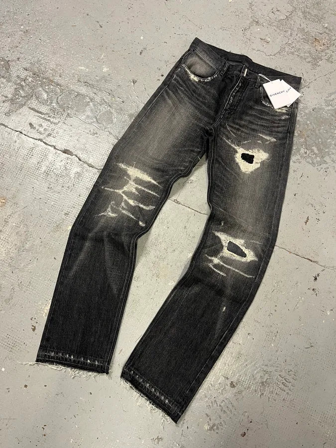 AW2023 Givenchy Distressed Grey Japanese Denim Jeans (S/M) DodiLVN 4