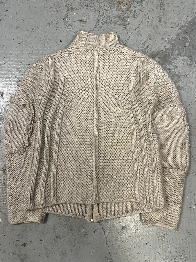 2000s Cavalli Beige Wool Distressed Zip-up Sweater (M/L) KoenrOA 6